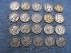 20 SILVER MERCURY DIMES WITH DATES lot 775