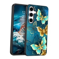 Case Glow in Dark Cute Butterfly for Samsung Galaxy S25 Plus Blue Butterfly