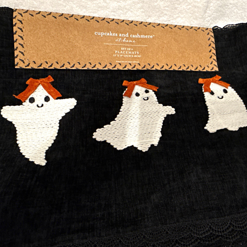 Cupcakes and Cashmere at-home Halloween Ghost Placemats Set 4 13x19