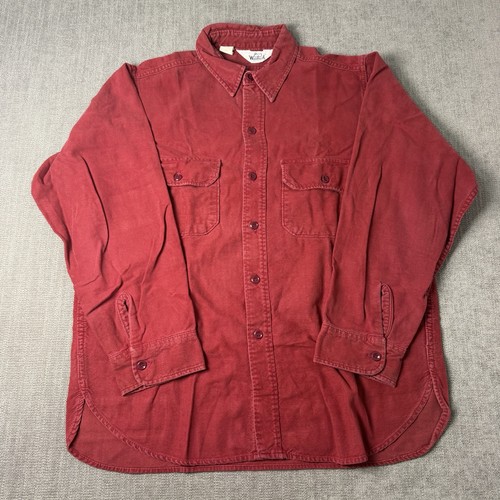 Woolrich, Vintage Woolrich Shirt Mens L Red Chamois Cloth Flannel Made In USA Button Up