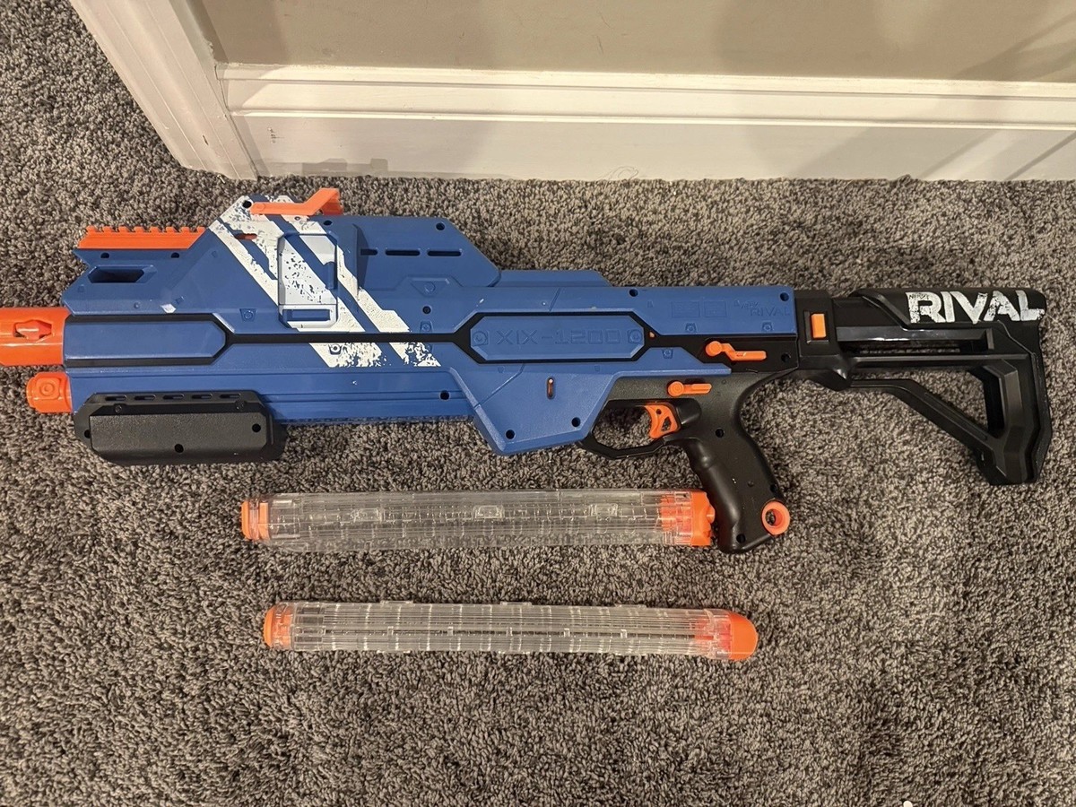 NERF Rival Hypnos XIX-1200 Blaster Blue Gun With Magazines | eBay