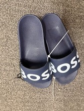 Hugo Boss Logo Slide Sandals Gray Men s Slip-On Casual Comfort Slides