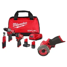M12 FUEL 12V Lithium-Ion Cordless Drill Driver, Impact Wrench, and Ratchet Com
