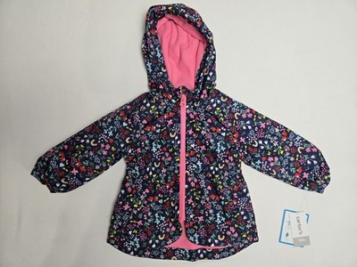 New Carters Girls Jacket Medium Sz 12M Lined Water-wind resistant floral blue