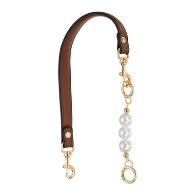 20'' PU Bag Strap with Gold and Pearl Buckles, Brown