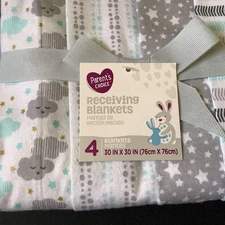 4 Newborn Receiving Blankets - 30"x30" Parent's Choice - NWT - 100% Cotton