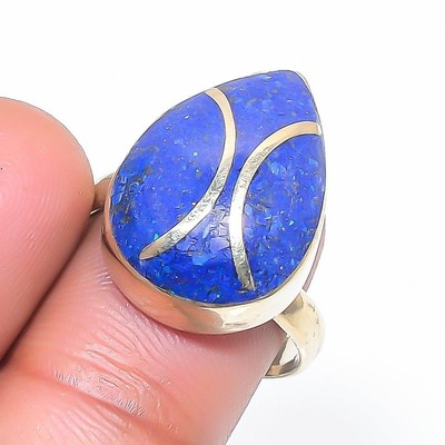 Lapislazuli Edelstein Verstellbar Ring Tibetisches Silber Geschenk Nepali Sch...