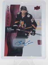 23-24 Premier Hockey Red Base Auto #53 Blake Coleman Calgary Flames