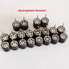 10 Sets Chrome Rim Mix 11mm Real Rider Rubber Tires For 1/64 Hot Wheels Swap