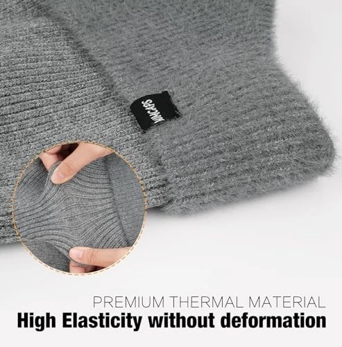  Gorro de invierno línea polar con orejera para hombre mujer, exterior amarillo limón Foto 3 de 4