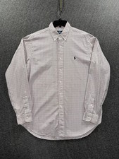 Ralph Lauren Shirt Mens Large White Check Classic Fit Button Down Pony Logo
