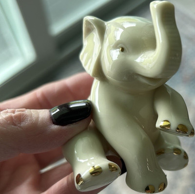 Lenox Porcelain Elephant Figurine with Gold Accents Collectible 