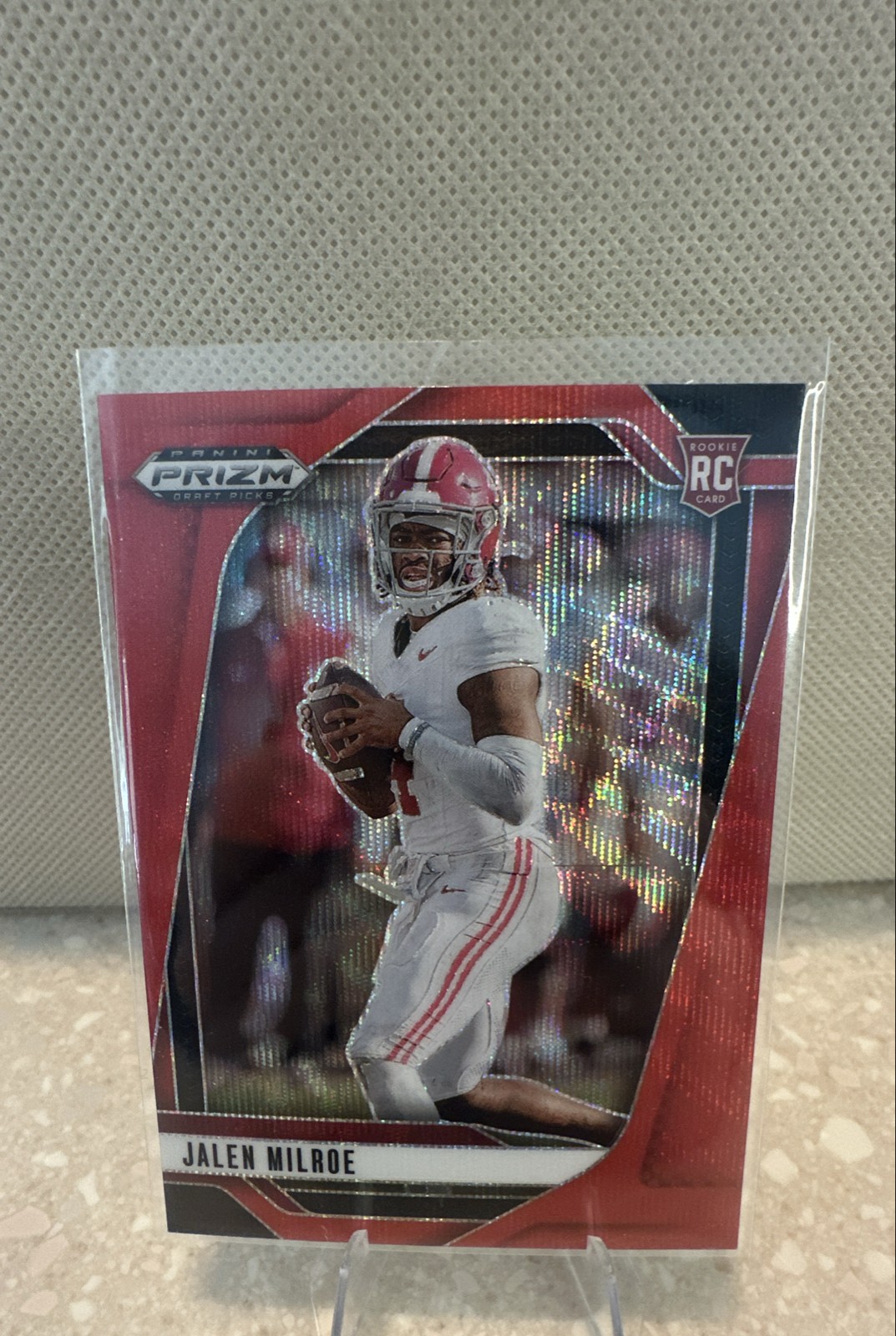 2025 Panini Prizm Draft Picks - Jalen Milroe #5 Ruby Wave Prizm (RC)