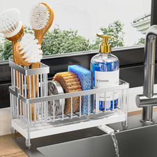 Sponge Holder for Kitchen Sink, Sink Caddy Organizer with High Brush Holder, Kit