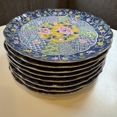 Set of 8 Gumps San Francisco Botan Pastel Imari Dinner Plates 10” - Picture 18 of 20