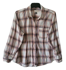 Universal Threads Flannel Shirt Womens XL Plaid Oversized Boyfriend Button Up 