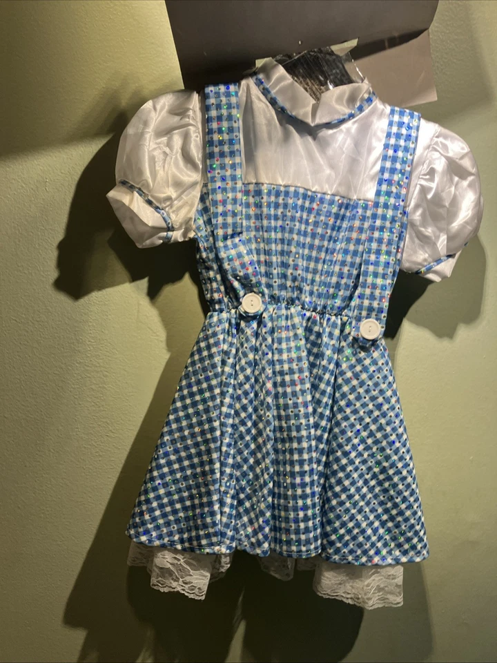 NUEVO CON ETIQUETAS VESTIDO DE LENTEJUELAS DOROTHY DEL MAGO DE OZ RUBÍES CON LAZOS PARA EL CABELLO DISFRAZ 4-6 Pequeño Foto 4 de 4