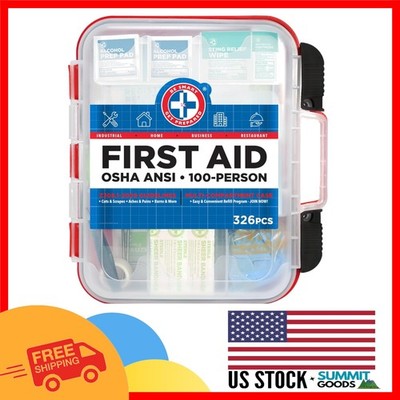 Emergency First Aid Kit - Hard Red Case with 326 Pieces Exceeds Safety Standards