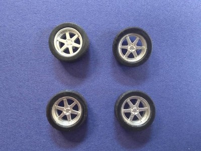 RAYS VOLK Racing TE37 (gold) style wheels & tires set of 4, 1/43 scale, for
