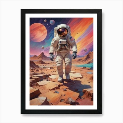 Astronaut auf dem Mars Kunstdruck gerahmt Wandbild Poster Leinwanddruck Bild