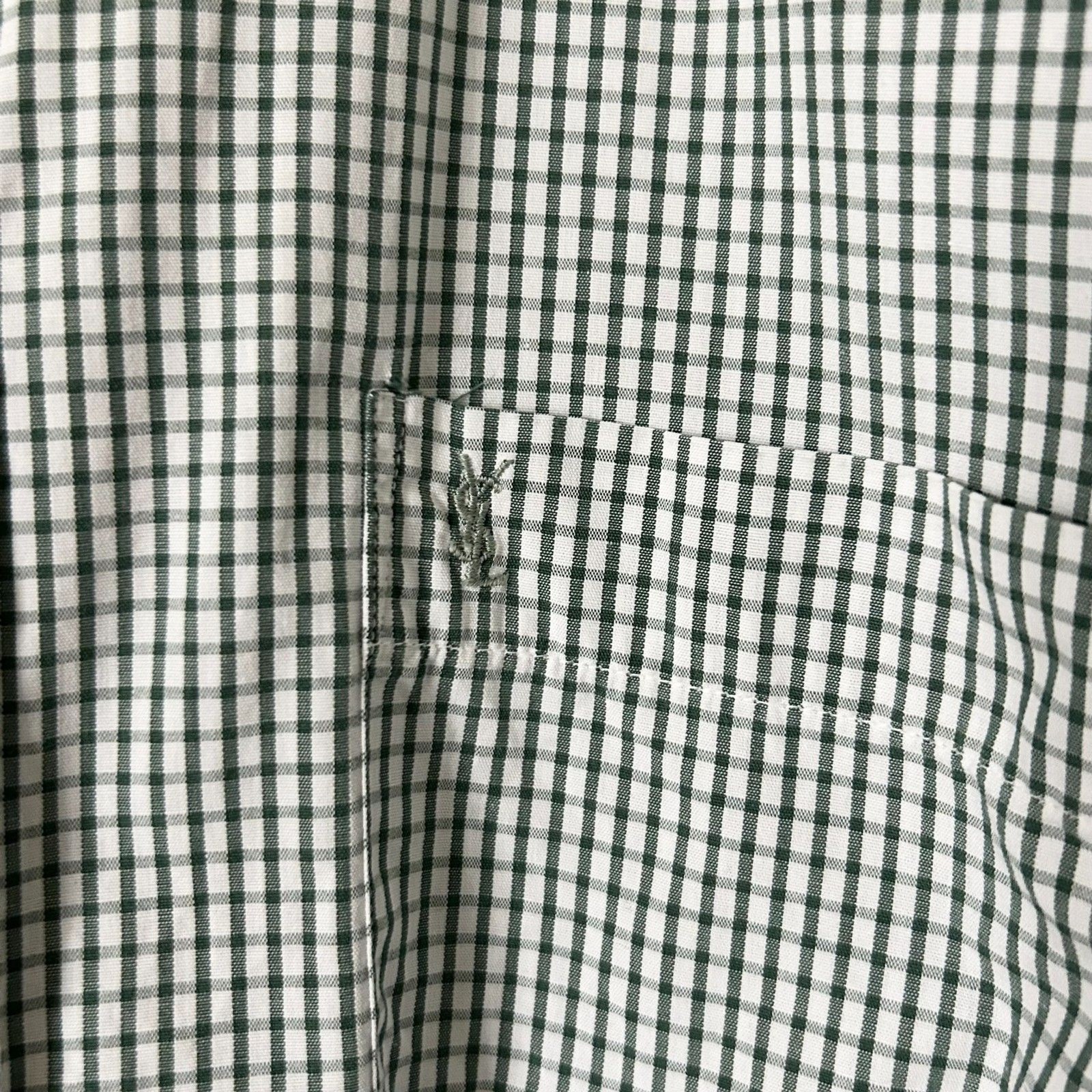 Camicia uomo Yves Saint Laurent Pima cotone verde quadri bottoni taglia large