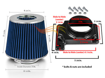 91-99 3000GT 3.0L V6 Luftansaugung MAF Adapter +BLUE Luftfilter XYZ Tuning