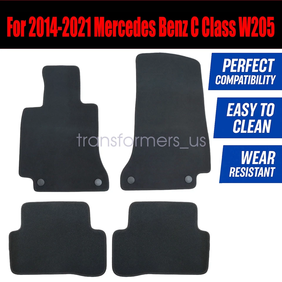 Alfombrillas alfombrillas terciopelo delanteras y traseras 2014-2021 para Mercedes Benz Clase C W205 Foto 3 de 4