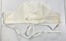 Vintage Baby Bonnet Keepsake Linen Hanky Lace Christening Bride Groom Wedding