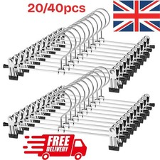 20/40 PCS Metal Clip Hangers Stainless Steel Non-Slip Trouser Skirt Clothes Rack