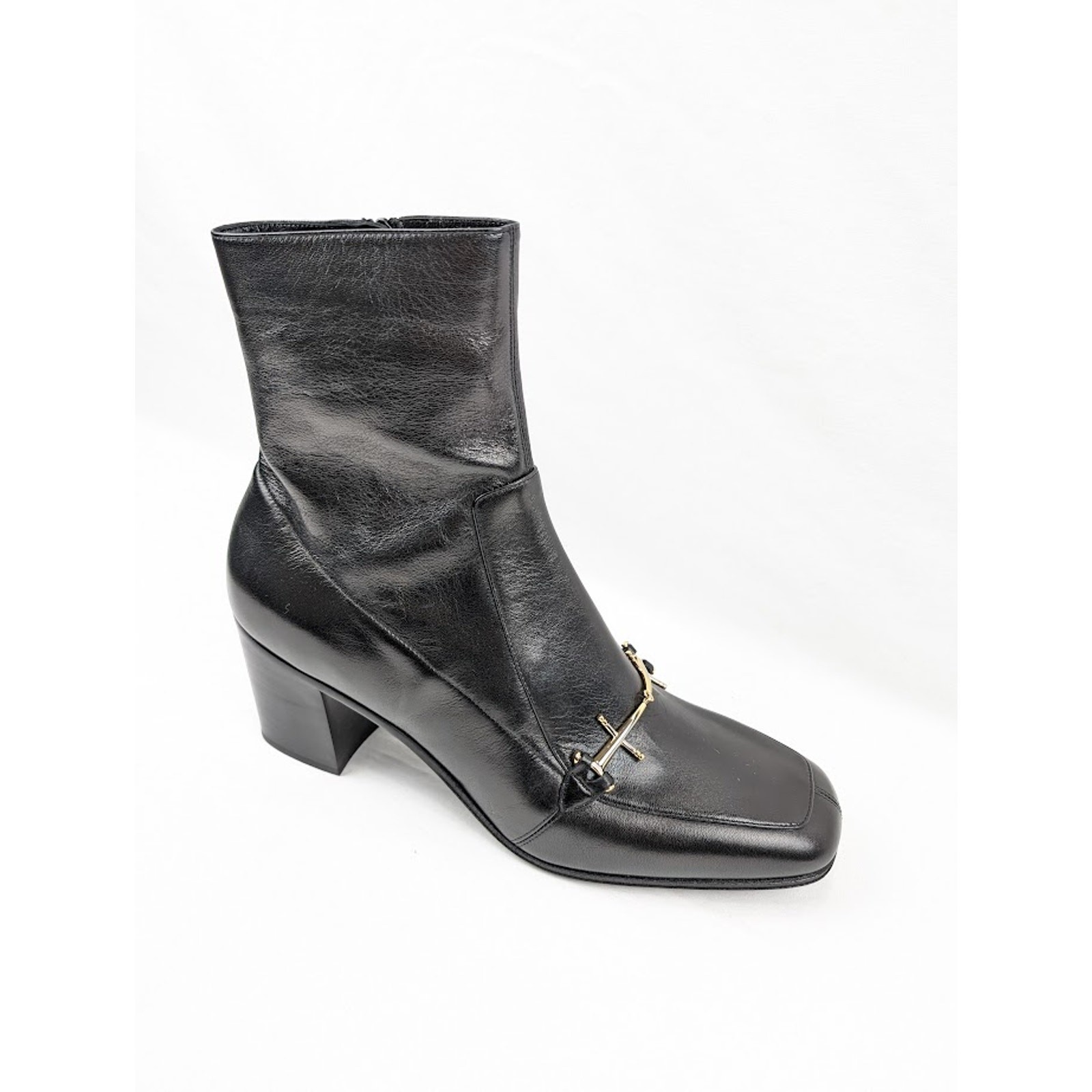 Stivali Saint Laurent Paris Beau 75 Horsebit neri nuovi con etichette 41
