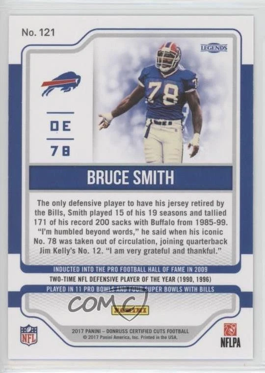 2017 Certified Cuts Legend /399 Bruce Smith #121 HOF - Image 2 of 2