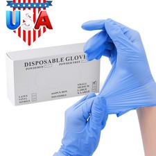 100pcs Medical Nitrile Exam Gloves L Size Powder-Free Food-Safe Disposable Glove