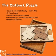 Impossible Outback Puzzle Challenging 5-PC Wooden Brain Teaser Made in USA