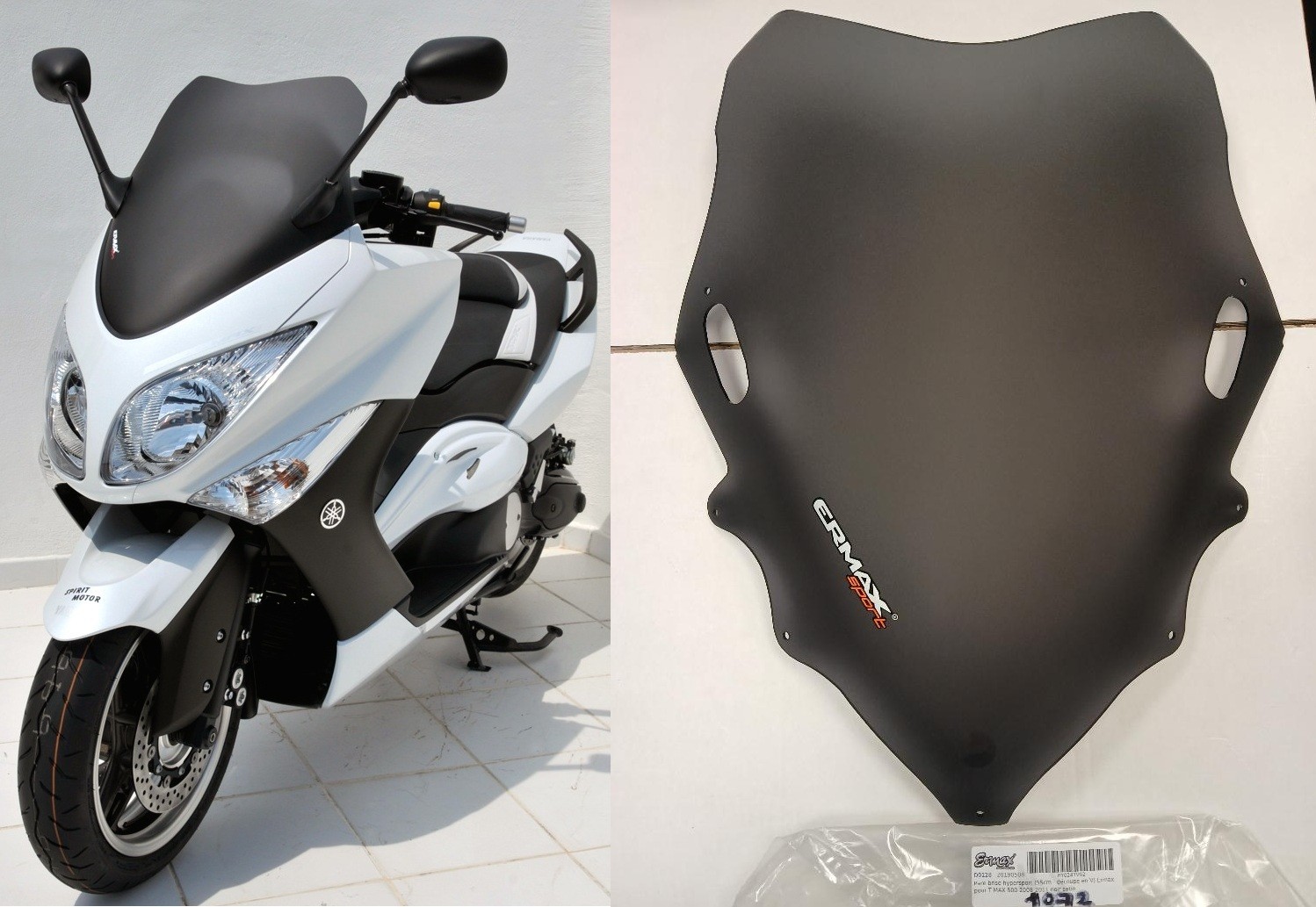 Bulle Tmax 500 Ermax Noir Satin - Pare-brise Hyper Sport T-MAX 2008-2011