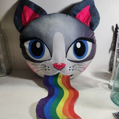  Rainbow  tongue Plush Kitty Cat Kitten 15'' Stuffed Animal