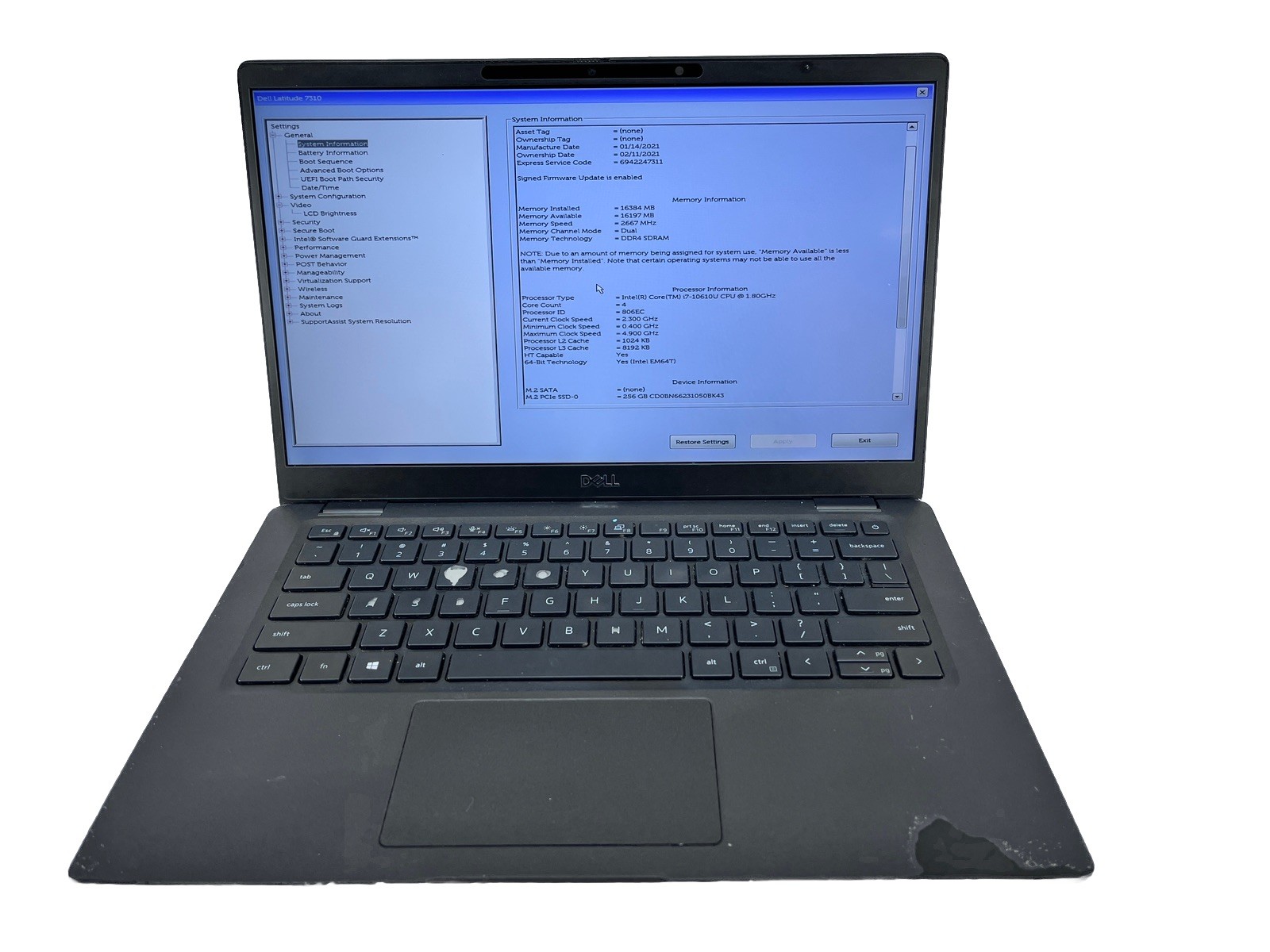 Dell Latitude 7310, 13-Inch Laptop, with Intel Core i7 10th Gen., No OS