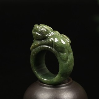 Size 11 Certified Grade A 100% Natural Green Burma Jadeite Jade Ring PiXiu 01816