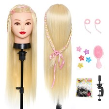 Frisierkopf 50%Echthaar Neverland Übungskopf 26" Frisieren Trainingsköpfe Blonde