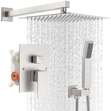 IUERASD Shower Faucet Set with Head, Wall Mount 10 Inch Brush Nickel 