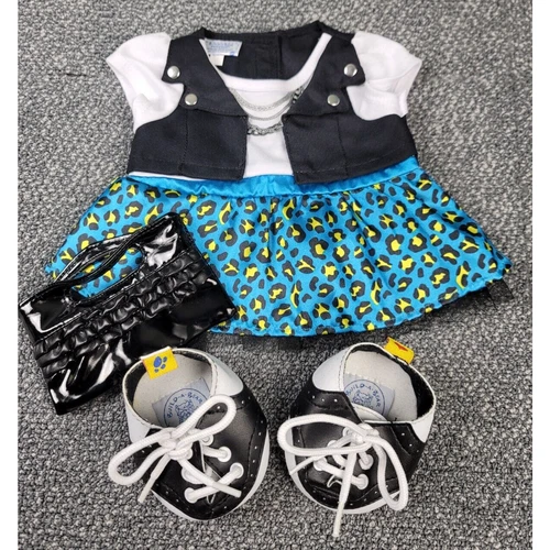 PUMA Costruisci un Orso Vestito Abito Blu Leopardato Mocassini Borsa Set 3pz per Teddy