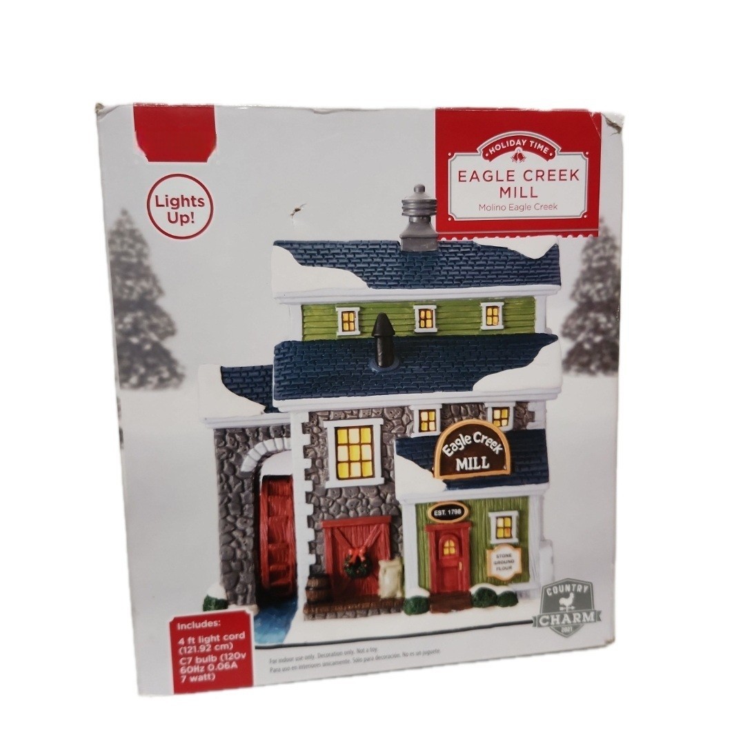 2021 Holiday Time Eagle Creek Mill Christmas Village Lighted 8 Inch Building