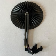 Vintage Wood Paper Hand Fan Fold Up 1920-1930 Japan 2 sided