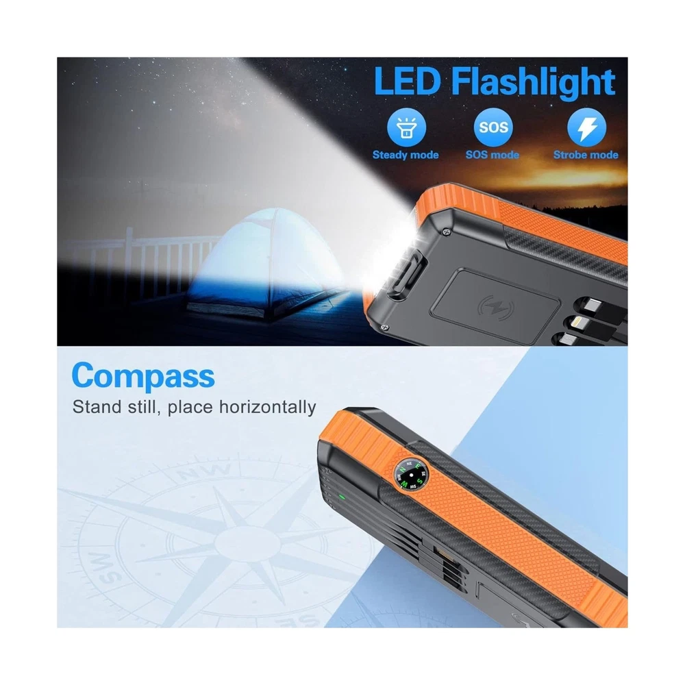 52800mAh Wireless Power Bank with 4 Built-in Cables & 7 Outputs Fast Shipping