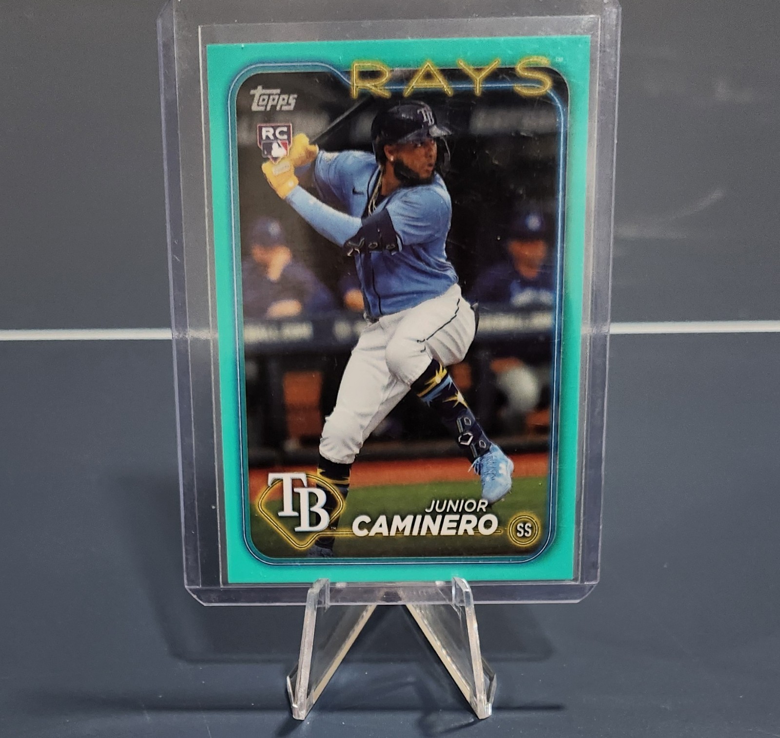 2024 Topps Junior Caminero #628 Aqua RC Tampa Bay Rays