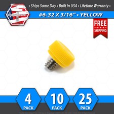  6-32 x 3/16" Thumb Screw Stainless Steel - Yellow Round Knurled Knob - USA