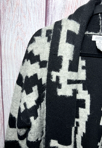 Barneys New York Women’s Alpaca Wool Blend Cardigan Black Gray Soft Warm Cozy M - Picture 4 of 7