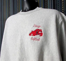 VTG Pioneer Sports Sweatshirt Men XL Gray Dawgs Softball Embroidered Bulldog USA