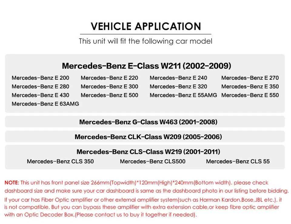 6+64G 8Core Android 13 Carplay Car Radio For Mercedes Benz E-W211 E320 E500 E350 - Image 2 of 4