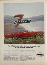 Ford 7 Litre Car Vintage Print Ad Advertisement 1960s