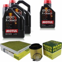 Mann Inspektionspaket 10L Motul 8100 X-Clean+ 5W-30 FüR Audi A5 Cabriolet S5